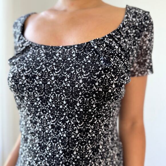 Vintage Black & White Floral Mesh Top by Marella (S/M) - Picture 8 of 10